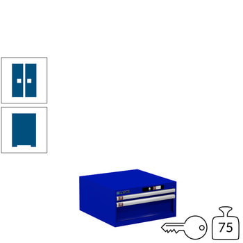 Lista Schubladenschrank - 78.461.090 - 283x564x572 mm (HxBxT) - 2 Schubladen - 75 kg - Key Lock - enzianblau (RAL 5010) RAL 5010 Enzianblau | RAL 5010 Enzianblau | Key Lock