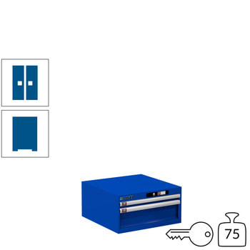 Lista Schubladenschrank - 78.461.100 - 283x564x572 mm (HxBxT) - 2 Schubladen - 75 kg - Key Lock - Signalblau (RAL 5005) RAL 5005 Signalblau | RAL 5005 Signalblau | Key Lock