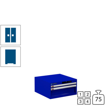 Lista Schubladenschrank - 78.462.090 - 283x564x572 mm (HxBxT) - 2 Schubladen - 75 kg - Code Lock - enzianblau (RAL 5010) RAL 5010 Enzianblau | RAL 5010 Enzianblau | Code Lock