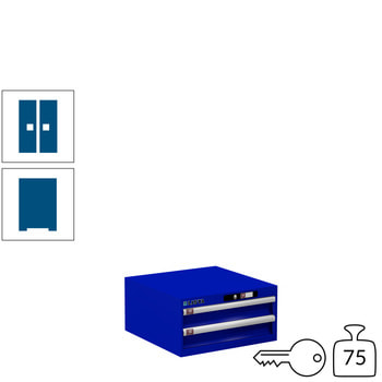 Lista Schubladenschrank - 78.463.090 - 283x564x572 mm (HxBxT) - 2 Schubladen - 75 kg - Key Lock - enzianblau (RAL 5010) RAL 5010 Enzianblau | RAL 5010 Enzianblau | Key Lock