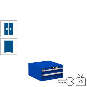 Lista Schubladenschrank - 78.463.100 - 283x564x572 mm (HxBxT) - 2 Schubladen - 75 kg - Key Lock - Signalblau (RAL 5005) RAL 5005 Signalblau | RAL 5005 Signalblau | Key Lock