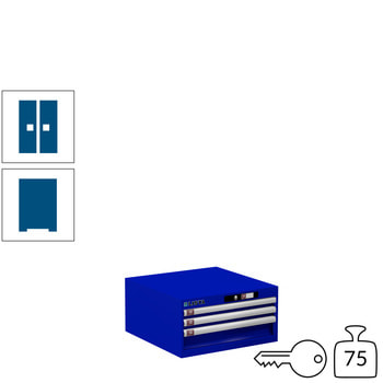 Lista Schubladenschrank - 78.465.090 - 283x564x572 mm (HxBxT) - 3 Schubladen - 75 kg - Key Lock - enzianblau (RAL 5010) RAL 5010 Enzianblau | RAL 5010 Enzianblau | Key Lock