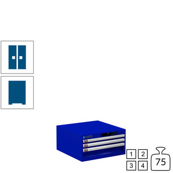 Lista Schubladenschrank - 78.466.090 - 283x564x572 mm (HxBxT) - 3 Schubladen - 75 kg - Code Lock - enzianblau (RAL 5010) RAL 5010 Enzianblau | RAL 5010 Enzianblau | Code Lock