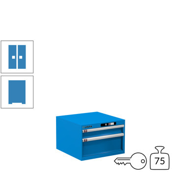 Lista Schubladenschrank - 78.467.010 - 383x564x572 mm (HxBxT) - 2 Schubladen - 75 kg - Key Lock - lichtblau (RAL 5012) RAL 5012 Lichtblau | RAL 5012 Lichtblau | Key Lock
