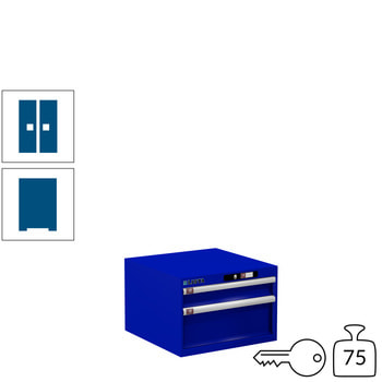 Lista Schubladenschrank - 78.467.090 - 383x564x572 mm (HxBxT) - 2 Schubladen - 75 kg - Key Lock - enzianblau (RAL 5010) RAL 5010 Enzianblau | RAL 5010 Enzianblau | Key Lock