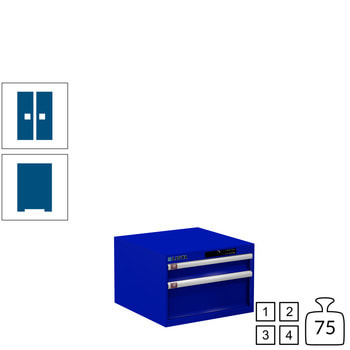 Lista Schubladenschrank - 78.468.090 - 383x564x572 mm (HxBxT) - 2 Schubladen - 75 kg - Code Lock - enzianblau (RAL 5010) RAL 5010 Enzianblau | RAL 5010 Enzianblau | Code Lock