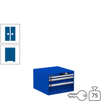 Lista Schubladenschrank - 78.469.100 - 383x564x572 mm (HxBxT) - 3 Schubladen - 75 kg - Key Lock - Signalblau (RAL 5005) RAL 5005 Signalblau | RAL 5005 Signalblau | Key Lock