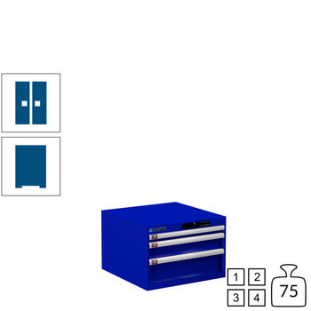 Lista Schubladenschrank - 78.470.090 - 383x564x572 mm (HxBxT) - 3 Schubladen - 75 kg - Code Lock - enzianblau (RAL 5010) RAL 5010 Enzianblau | RAL 5010 Enzianblau | Code Lock