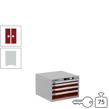 Innovatives Schließsystem mit Zugang über PIN-Code. Keine verlorenen oder vergessenen Schlüssel mehr, mehrere PINs pro Schrank programmierbar. Innovatives Schließsystem mit Zugang über PIN-Code. Keine verlorenen oder vergessenen Schlüssel mehr, mehrere PINs pro Schrank programmierbar.