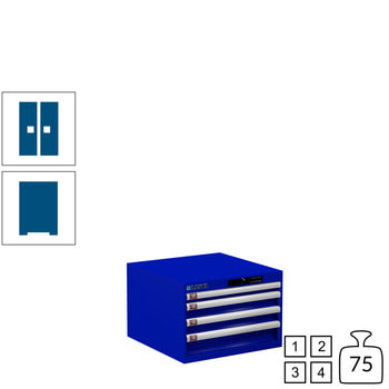 Lista Schubladenschrank - 78.472.090 - 383x564x572 mm (HxBxT) - 4 Schubladen - 75 kg - Code Lock - enzianblau (RAL 5010) RAL 5010 Enzianblau | RAL 5010 Enzianblau | Code Lock