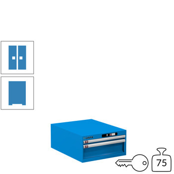 Lista Schubladenschrank - 78.497.010 - 283x564x725 mm (HxBxT) - 2 Schubladen - 75 kg - Key Lock - lichtblau (RAL 5012) RAL 5012 Lichtblau | RAL 5012 Lichtblau | Key Lock