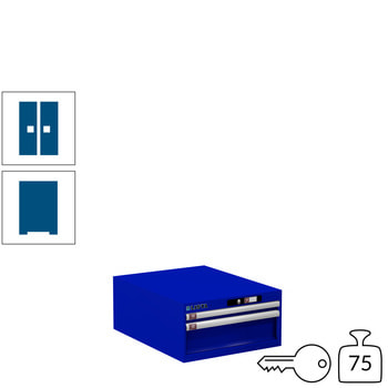 Lista Schubladenschrank - 78.497.090 - 283x564x725 mm (HxBxT) - 2 Schubladen - 75 kg - Key Lock - enzianblau (RAL 5010) RAL 5010 Enzianblau | RAL 5010 Enzianblau | Key Lock