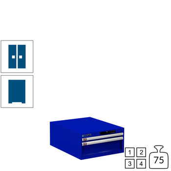 Lista Schubladenschrank - 78.498.090 - 283x564x725 mm (HxBxT) - 2 Schubladen - 75 kg - Code Lock - enzianblau (RAL 5010) RAL 5010 Enzianblau | RAL 5010 Enzianblau | Code Lock
