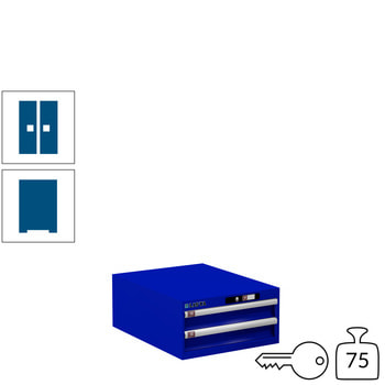 Lista Schubladenschrank - 78.499.090 - 283x564x725 mm (HxBxT) - 2 Schubladen - 75 kg - Key Lock - enzianblau (RAL 5010) RAL 5010 Enzianblau | RAL 5010 Enzianblau | Key Lock