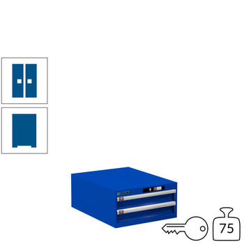 Lista Schubladenschrank - 78.499.100 - 283x564x725 mm (HxBxT) - 2 Schubladen - 75 kg - Key Lock - Signalblau (RAL 5005) RAL 5005 Signalblau | RAL 5005 Signalblau | Key Lock