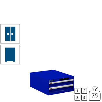 Lista Schubladenschrank - 78.500.090 - 283x564x725 mm (HxBxT) - 2 Schubladen - 75 kg - Code Lock - enzianblau (RAL 5010) RAL 5010 Enzianblau | RAL 5010 Enzianblau | Code Lock