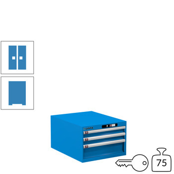 Lista Schubladenschrank - 78.505.010 - 383x564x725 mm (HxBxT) - 3 Schubladen - 75 kg - Key Lock - lichtblau (RAL 5012) RAL 5012 Lichtblau | RAL 5012 Lichtblau | Key Lock