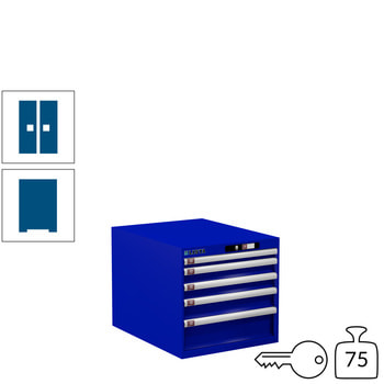 Lista Schubladenschrank - 78.511.090 - 533x564x725 mm (HxBxT) - 5 Schubladen - 75 kg - Key Lock - enzianblau (RAL 5010) RAL 5010 Enzianblau | RAL 5010 Enzianblau | Key Lock