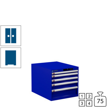 Lista Schubladenschrank - 78.512.090 - 533x564x725 mm (HxBxT) - 5 Schubladen - 75 kg - Code Lock - enzianblau (RAL 5010) RAL 5010 Enzianblau | RAL 5010 Enzianblau | Code Lock
