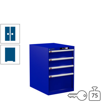 Lista Schubladenschrank - 78.525.090 - 850x564x725 mm (HxBxT) - 4 Schubladen - 75 kg - Key Lock - enzianblau (RAL 5010) RAL 5010 Enzianblau | RAL 5010 Enzianblau | Key Lock