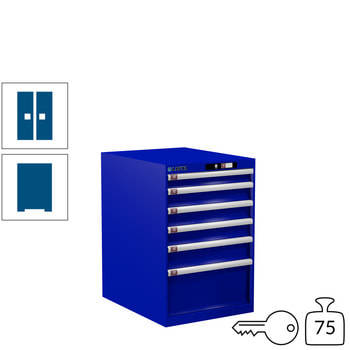 Lista Schubladenschrank - 78.529.090 - 850x564x725 mm (HxBxT) - 6 Schubladen - 75 kg - Key Lock - enzianblau (RAL 5010) RAL 5010 Enzianblau | RAL 5010 Enzianblau | Key Lock