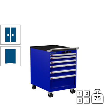 Lista Schubladenschrank - fahrbar - 78.549.090 - 890 x 564 x 725 mm (HxBxT) - 6 Schubladen - 75 kg - Code Lock - enzianblau (RAL 5010) RAL 5010 Enzianblau | RAL 5010 Enzianblau | Code Lock