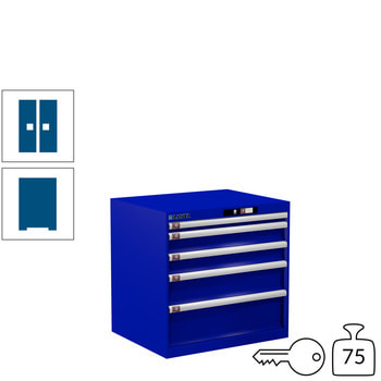 Lista Schubladenschrank - 78.556.090 - 700x717x572 mm (HxBxT) - 5 Schubladen - 75 kg - Key Lock - enzianblau (RAL 5010) RAL 5010 Enzianblau | RAL 5010 Enzianblau | Key Lock