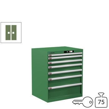 Lista Schubladenschrank - 78.568.030 - 850x717x572 mm (HxBxT) - 7 Schubladen - 75 kg - Key Lock - resedagrün (RAL 6011) 75 kg | RAL 6011 Resedagrün | RAL 6011 Resedagrün | Key Lock