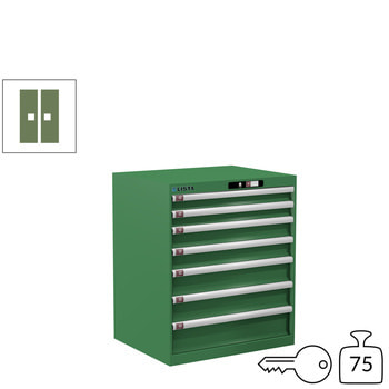 Lista Schubladenschrank - 78.572.030 - 850x717x572 mm (HxBxT) - 7 Schubladen - 75 kg - Key Lock - resedagrün (RAL 6011) 75 kg | RAL 6011 Resedagrün | RAL 6011 Resedagrün | Key Lock