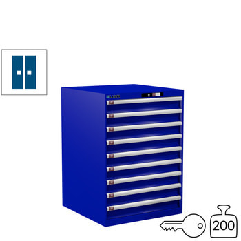 Lista Schubladenschrank - 78.650.090 - 1.000x717x725 mm (HxBxT) - 9 Schubladen - 200 kg - Key Lock - enzianblau (RAL 5010) 200 kg | RAL 5010 Enzianblau | RAL 5010 Enzianblau | Key Lock