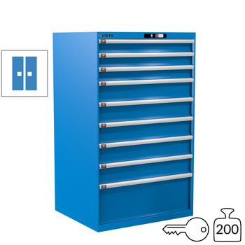 Lista Schubladenschrank - 78.708.010 - 1.450x870x725 mm (HxBxT) - 9 Schubladen - 200 kg - Key Lock - lichtblau (RAL 5012) 200 kg | RAL 5012 Lichtblau | RAL 5012 Lichtblau | Key Lock