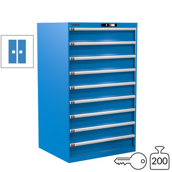 Lista Schubladenschrank - 78.712.010 - 1.450x870x725 mm (HxBxT) - 9 Schubladen - 200 kg - Key Lock - lichtblau (RAL 5012) 200 kg | RAL 5012 Lichtblau | RAL 5012 Lichtblau | Key Lock