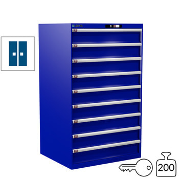 Lista Schubladenschrank - 78.712.090 - 1.450x870x725 mm (HxBxT) - 9 Schubladen - 200 kg - Key Lock - enzianblau (RAL 5010) 200 kg | RAL 5010 Enzianblau | RAL 5010 Enzianblau | Key Lock