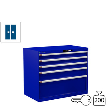 Lista Schubladenschrank - 78.744.090 - 850x1.023x572 mm (HxBxT) - 5 Schubladen - 200 kg - Key Lock - enzianblau (RAL 5010) 200 kg | RAL 5010 Enzianblau | RAL 5010 Enzianblau | Key Lock