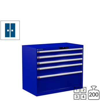 Lista Schubladenschrank - 78.745.090 - 850x1.023x572 mm (HxBxT) - 5 Schubladen - 200 kg - Code Lock - enzianblau (RAL 5010) 200 kg | RAL 5010 Enzianblau | RAL 5010 Enzianblau | Code Lock