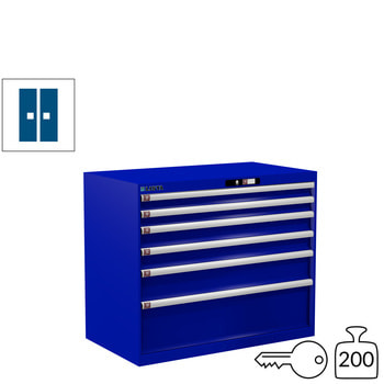 Lista Schubladenschrank - 78.748.090 - 850x1.023x572 mm (HxBxT) - 6 Schubladen - 200 kg - Key Lock - enzianblau (RAL 5010) 200 kg | RAL 5010 Enzianblau | RAL 5010 Enzianblau | Key Lock