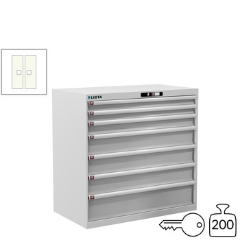 Lista Schubladenschrank - 78.760.110 - 1.000x1.023x572 mm (HxBxT) - 7 Schubladen - 200 kg - Key Lock - reinweiß (RAL 9010) 200 kg | RAL 9010 Reinweiß | RAL 9010 Reinweiß | Key Lock