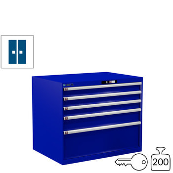 Lista Schubladenschrank - 78.798.090 - 850x1.023x725 mm (HxBxT) - 5 Schubladen - 200 kg - Key Lock - enzianblau (RAL 5010) 200 kg | RAL 5010 Enzianblau | RAL 5010 Enzianblau | Key Lock