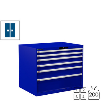 Lista Schubladenschrank - 78.803.090 - 850x1.023x725 mm (HxBxT) - 6 Schubladen - 200 kg - Code Lock - enzianblau (RAL 5010) 200 kg | RAL 5010 Enzianblau | RAL 5010 Enzianblau | Code Lock
