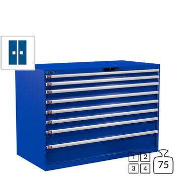 Lista Schubladenschrank - 78.861.100 - 1.000x1.431x725 mm (HxBxT) - 8 Schubladen - 75 kg - Code Lock - Signalblau (RAL 5005) 75 kg | RAL 5005 Signalblau | RAL 5005 Signalblau | Code Lock