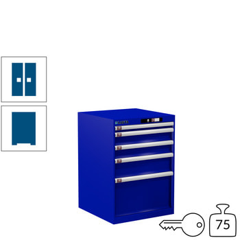 Lista Schubladenschrank - 78.882.090 - 800x564x572 mm (HxBxT) - 5 Schubladen - 75 kg - Key Lock - enzianblau (RAL 5010) RAL 5010 Enzianblau | RAL 5010 Enzianblau | Key Lock