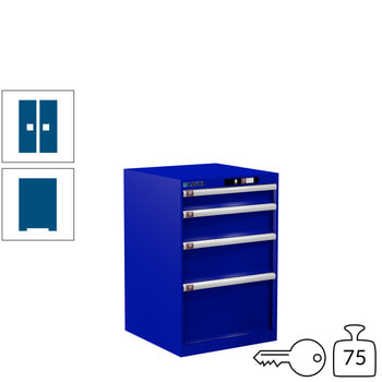 Lista Schubladenschrank - 79.380.090 - 850x564x572 mm (HxBxT) - 4 Schubladen - 75 kg - Key Lock - enzianblau (RAL 5010) RAL 5010 Enzianblau | RAL 5010 Enzianblau | Key Lock