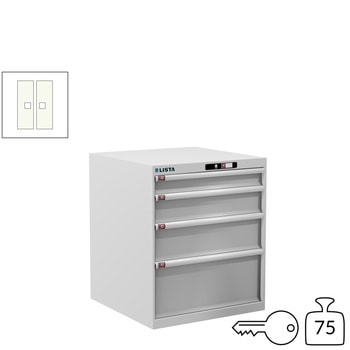 Lista Schubladenschrank - 79.382.110 - 850x717x725 mm (HxBxT) - 4 Schubladen - 75 kg - Key Lock - reinweiß (RAL 9010) 75 kg | RAL 9010 Reinweiß | RAL 9010 Reinweiß | Key Lock