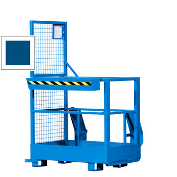 Arbeitsbühne - Frontlader und Stapler - Arbeitskorb - Montagebühne - Staplerkorb - Traglast 240 kg - 1.900 x 800 x 1.200 mm (HxBxT) - enzianblau RAL 5010 Enzianblau