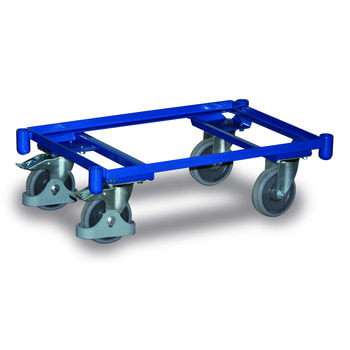 Rollwagen für Eurokästen 40 x 60 cm, Eurobox Roller, 250 kg Traglast - offener Rahmen - zentraler Feststeller - Euronorm Transportroller - erweiterbar ja