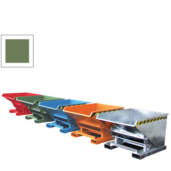 Kippbehälter mit Deckel - Abrollsystem - Volumen 150 l - Traglast 750 kg - 540 x 640 x 960 mm (HxBxT) - resedagrün (RAL 6011)