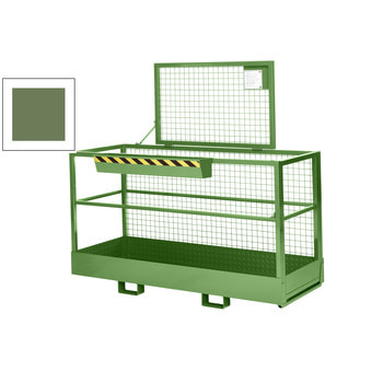 Arbeitsbühne für Stapler und Frontlader - Arbeitskorb - Montagebühne - Extra breit - Traglast 300 kg - 1.910 x 2.000 x 800 mm (HxBxT) - resedagrün RAL 6011 Resedagrün
