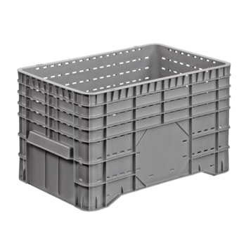 PE Palettenbox - 300 l - 580 x 1.020 x 640 mm (HxBxT) - Wände durchbrochen - grau 