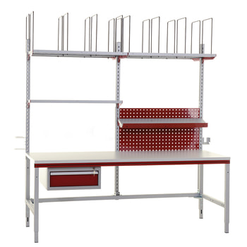 Packtisch mit Zubehör - Traglast 300 kg - manuell höhenverstellbar 690 - 960 mm - 2.000 x 800 mm (BxT) Packtisch mit Zubehör - Traglast 300 kg - manuell höhenverstellbar 690 - 960 mm - 2.000 x 800 mm (BxT)
