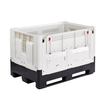 Palettenbox mit Kufen - Polyethylen - klappbar - Traglast 650 kg - 978 x 1.200 x 1.000 mm (HxBxT) - weiß/schwarz 905 l